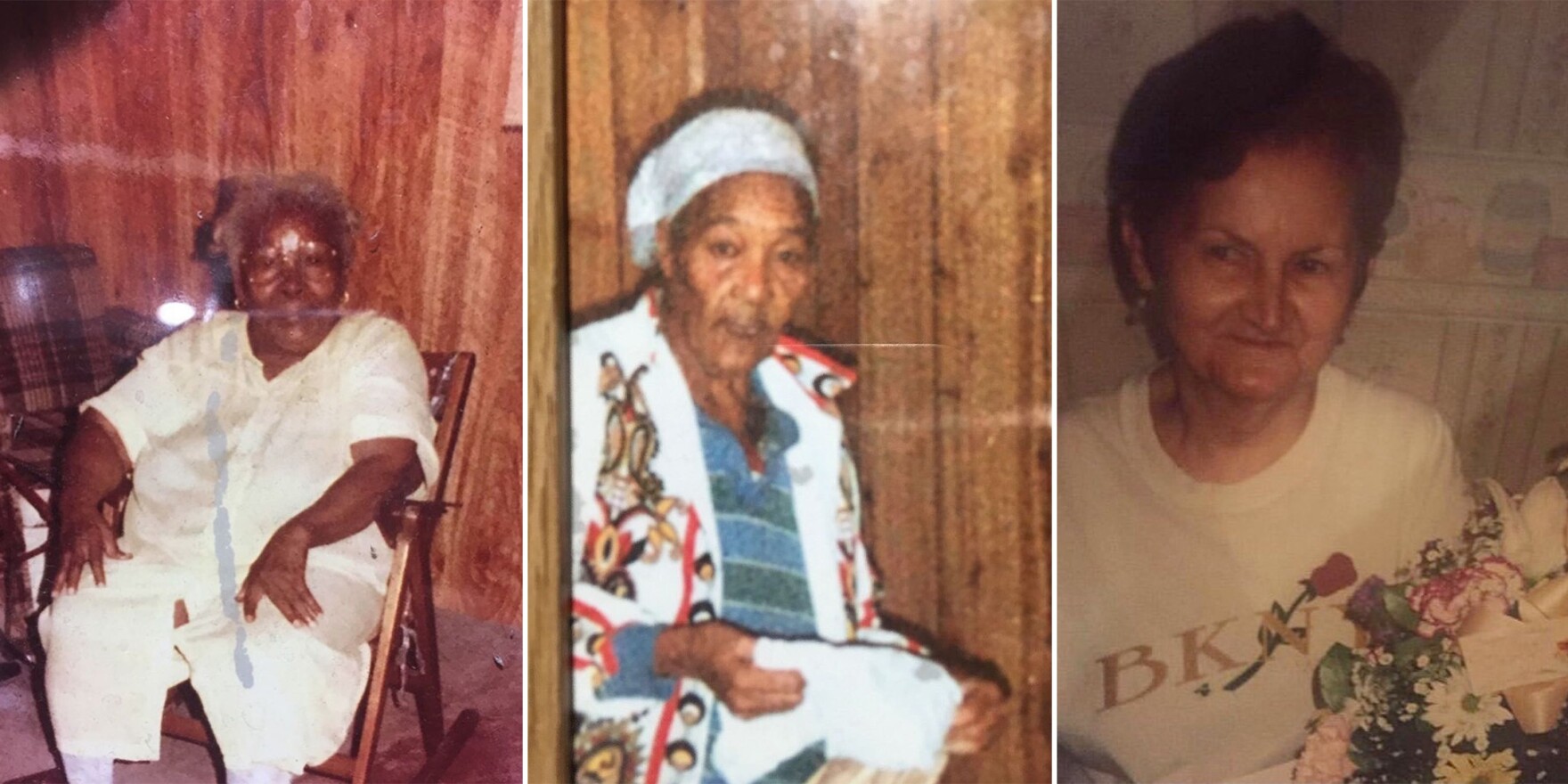 Abuela Guillermina and Santa en East New York, 1980s. <strong>Derecha</strong><strong data-stringify-type="bold">, </strong>Alejandrina en Sunset Park, Brooklyn, 2000s